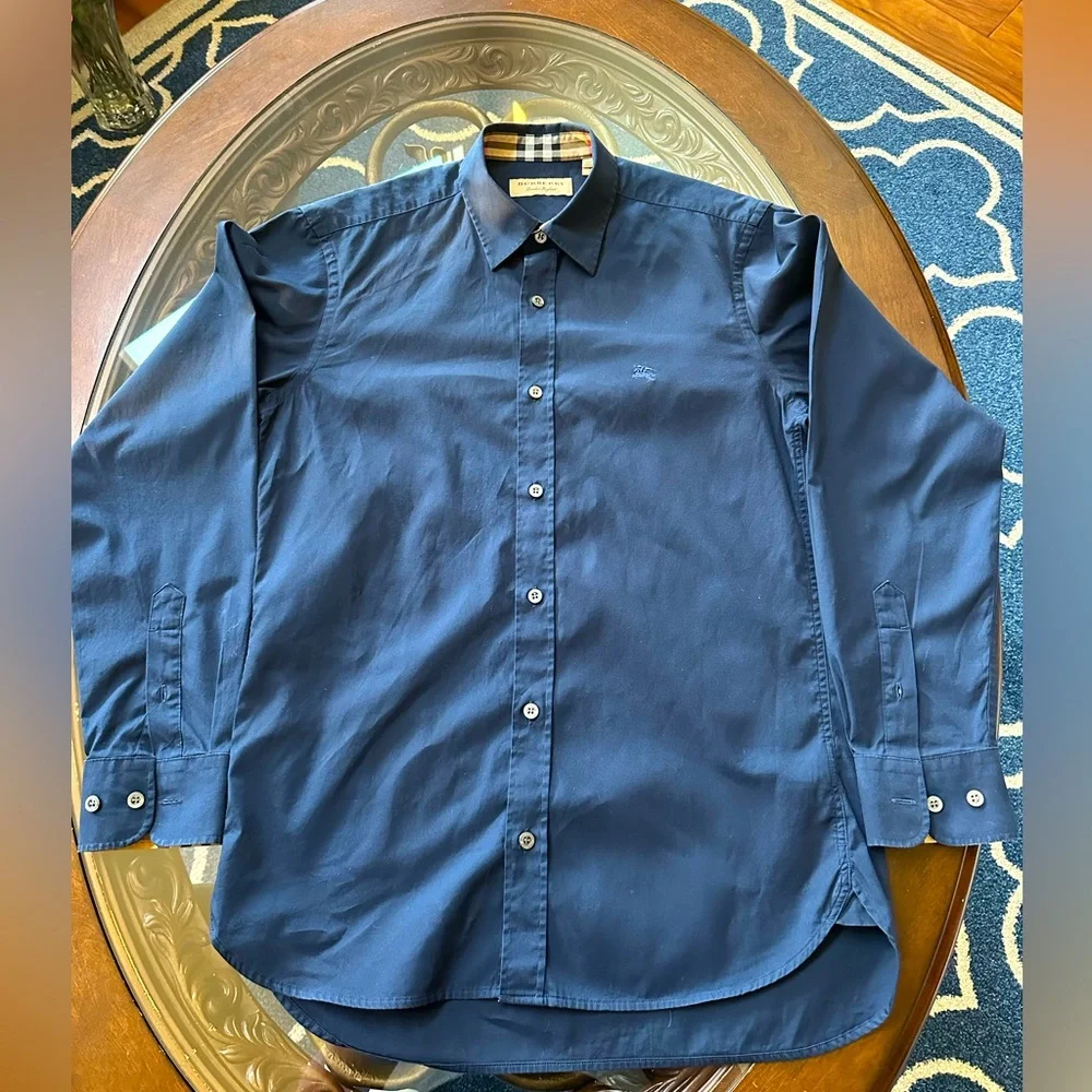 Authentic Men's Sherfield Sport Shirt S Slim Fit Navy Dress Shirt Strech cotton - Picture 1 of 13